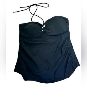 SPANX AssetsNEW LaceUp Ruched Tankini Halter Bikini Top Control Slimming Black M